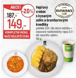 Globus Vepřový vrabec s kysaným zelím a bramborovými knedlíky nabídka