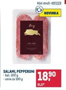 Makro Salami, pepperoni nabídka