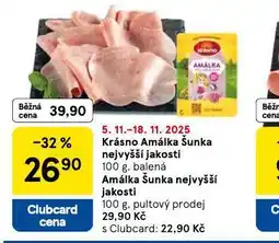 Tesco Krásno amálka šunka nejvyšší jakosti nabídka
