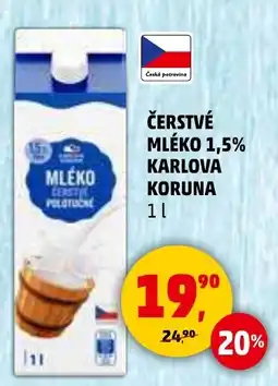 Penny Market Čerstvé mléko 1,5% Karlova Koruna nabídka