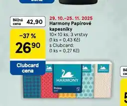 Tesco Harmony papírové kapesníky nabídka