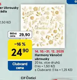 Tesco Harmony vánoční ubrousky nabídka