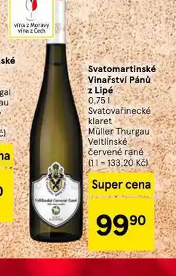 Tesco Svatomartinské vinařství pánů z lipé nabídka