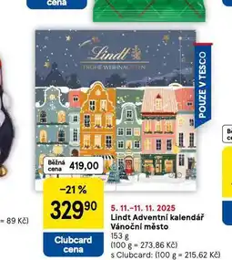 Tesco Lindt adventní kalendář vánoční město nabídka