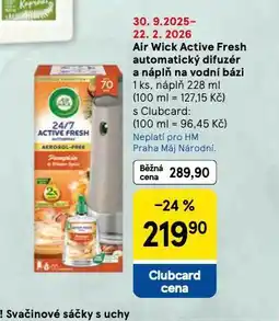 Tesco Air wick active fresh automatický difuzér a náplň na vodní bázi nabídka