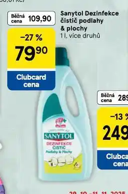 Tesco Sanytol dezinfekce čistič podlahy & ploch nabídka