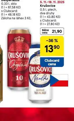 Tesco Krušovice hořké nealko nabídka