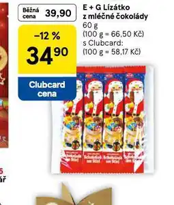 Tesco E+g lízátko z mléčné čokolády nabídka