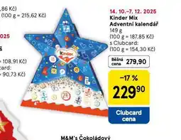 Tesco Kinder mix adventní kalendář nabídka