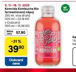 Tesco Komvida kombucha bio fermentový nápoj nabídka