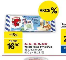 Tesco Veselá kráva sýr a křup nabídka