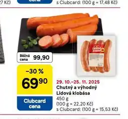 Tesco Lidová klobása nabídka