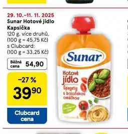 Tesco Sunar hotové jídlo kapsička nabídka