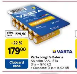 Tesco Varta longlife baterie nabídka