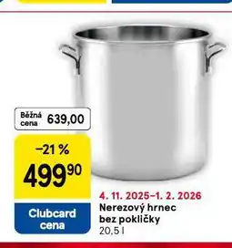 Tesco Nerezový hrnec bez pokličky nabídka