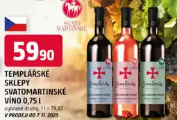 Trefa Templářské sklepy svatomartinské víno nabídka