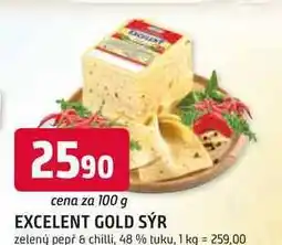 Trefa EXCELENT GOLD SÝR zelený pepř & chilli, 48 % tuku, 100g nabídka