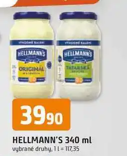 Trefa Hellmann's majonéza, tatarská omáčka 340ml, vybrané druhy nabídka