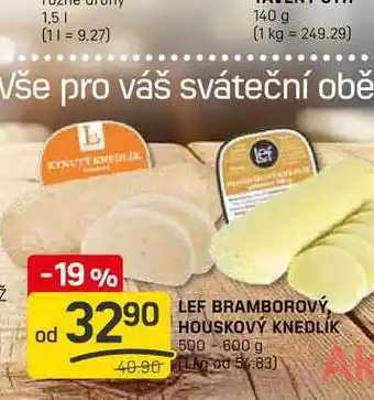 Flop LEF BRAMBOROVÝ, HOUSKOVÝ KNEDLÍK 500- 600 g nabídka