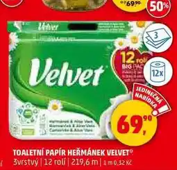 Penny Market TOALETNÍ PAPÍR HEŘMÁNEK VELVET, 12 rolí nabídka