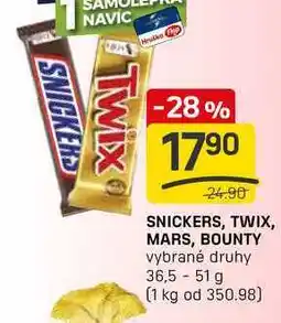 Flop SNICKERS, TWIX, MARS, BOUNTY vybrané druhy 36,5-51 g nabídka
