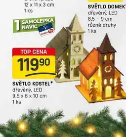 Flop SVĚTLO KOSTEL dřevěný, LED 9,5 x 8 x 10 cm 1 ks nabídka
