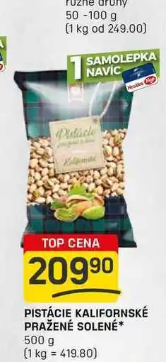 Flop PISTÁCIE KALIFORNSKÉ PRAŽENÉ SOLENÉ 500 g nabídka
