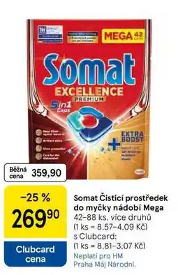 Tesco Somat Čisticí prostředek do myčky nádobí Mega, 42-88 ks, více druhů nabídka