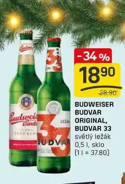 Flop BUDVAR 33 světlý ležák 0,5l nabídka