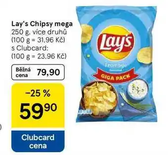 Tesco Lay's Chipsy mega, 250 g, více druhů nabídka