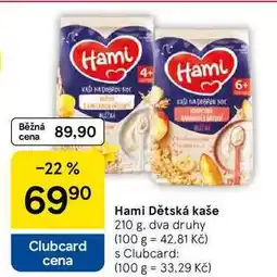Tesco Hami Dětská kaše, 210 g, dva druhy nabídka