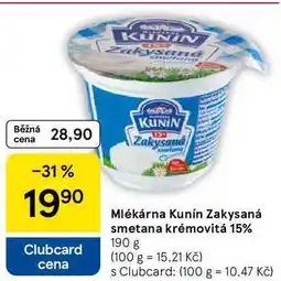 Tesco Mlékárna Kunín Zakysaná smetana krémovitá 15%, 190 g nabídka