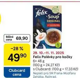 Tesco Felix Polévky pro kočky, 6x 48 g nabídka