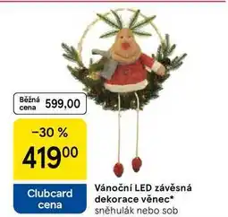 Tesco Vánoční LED závěsná dekorace věnec, cena sněhulák nebo sob nabídka
