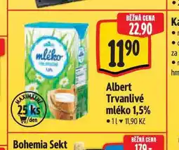Albert Albert Trvanlivé mléko 1,5% 1 l nabídka