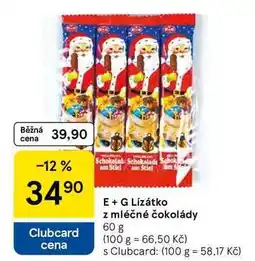 Tesco E + G Lízátko z mléčné čokolády, 60 g nabídka