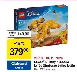 Tesco LEGO Disney 43243 Lvíče Simba ze Lvího krále 6+, 222 kostek nabídka