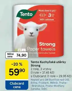 Tesco Tento Kuchyňské utěrky Strong, 2 role, 3 vrstvy nabídka