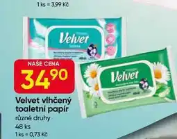 Hruška Velvet vlhčený toaletní papír různé druhy 48 ks nabídka