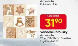 Hruška Vánoční ubrousky různé druhy 20 ks | 33x33 cm nabídka