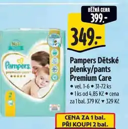 Albert Pampers Dětské plenky/pants Premium Care - vel. 1-6 31-72 ks nabídka