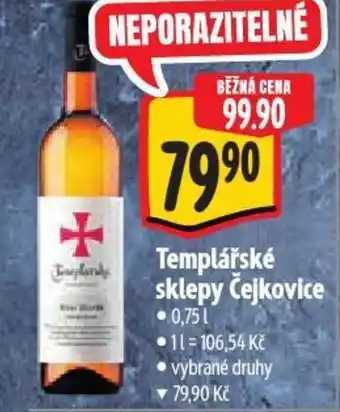 Albert Templářské sklepy Čejkovice nabídka