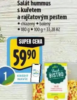 Albert Salát hummus s kuřetem a rajčatovým pestem nabídka