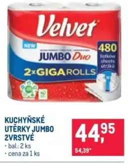 Makro Velvet Kuchyňské utěrky jumbo 2vrstvé nabídka