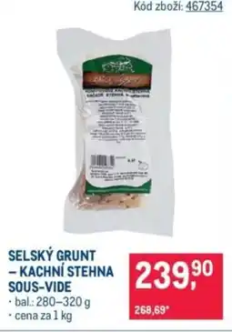 Makro Selský grunt kachní stehna sous-vide nabídka