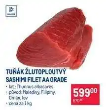 Tuňák žlutoploutvý Sashimi filet AA grade