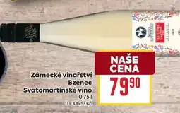 Billa Zámecké vinařství Bzenec Svatomartinské víno nabídka