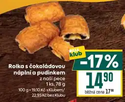 Billa Rolka s čokoládovou náplní a pudinkem nabídka
