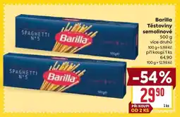 Billa Barilla Těstoviny semolinové nabídka