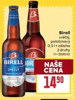 Billa Birell světlý, polotmavý nabídka